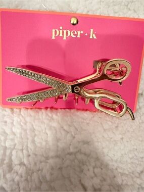 Piper K Gold Scissor Hair Clip with Crystal Accent